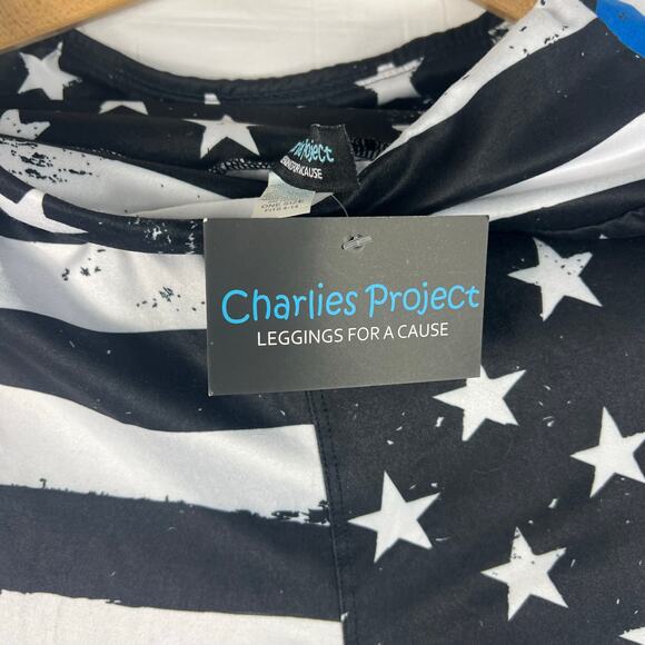 Charlie’s Project Leggings Thin Blue Line Police Flag Womens OS One Size - Picture 5 of 8